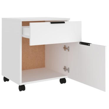 vidaXL Κινητό Ντουλάπι Αρχείων Λευκό 45x38x54cm Επεξ. Ξύλο Ρόδες 1 τεμ.