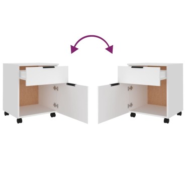 vidaXL Κινητό Ντουλάπι Αρχείων Λευκό 45x38x54cm Επεξ. Ξύλο Ρόδες 1 τεμ.