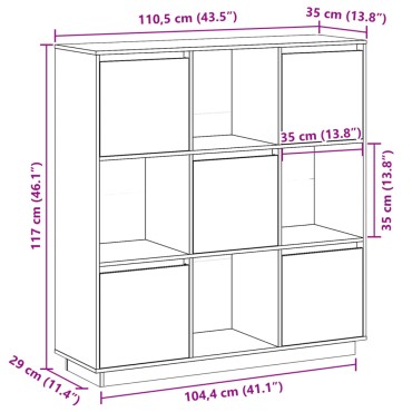 vidaXL Ντουλάπι Ψηλό 110,5x35x117cm από Μασίφ Ξύλο Πεύκου 1 τεμ.