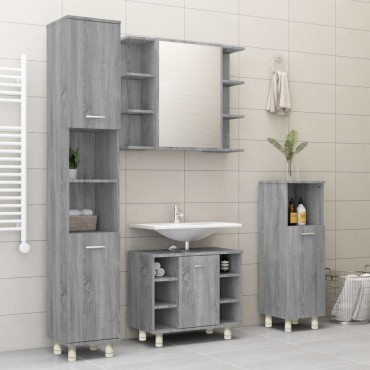 vidaXL Ντουλάπι Μπάνιου Γκρι Sonoma 30x30x95cm Επεξεργασμένο Ξύλο