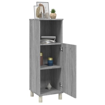 vidaXL Ντουλάπι Μπάνιου Γκρι Sonoma 30x30x95cm Επεξεργασμένο Ξύλο