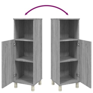 vidaXL Ντουλάπι Μπάνιου Γκρι Sonoma 30x30x95cm Επεξεργασμένο Ξύλο