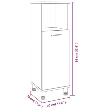 vidaXL Ντουλάπι Μπάνιου Γκρι Sonoma 30x30x95cm Επεξεργασμένο Ξύλο