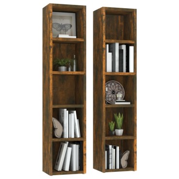 vidaXL Ντουλάπια CD 2 τεμ. Καπν. Δρυς 21x16x93,5cm Επεξεργασμένο Ξύλο