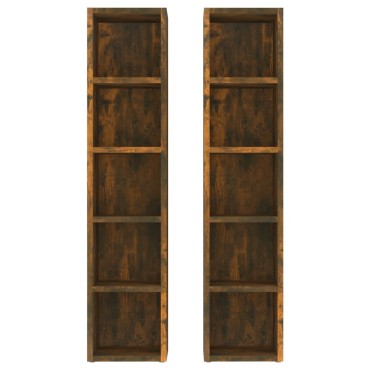 vidaXL Ντουλάπια CD 2 τεμ. Καπν. Δρυς 21x16x93,5cm Επεξεργασμένο Ξύλο