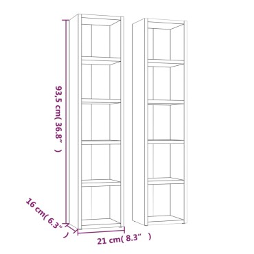 vidaXL Ντουλάπια CD 2 τεμ. Καπν. Δρυς 21x16x93,5cm Επεξεργασμένο Ξύλο