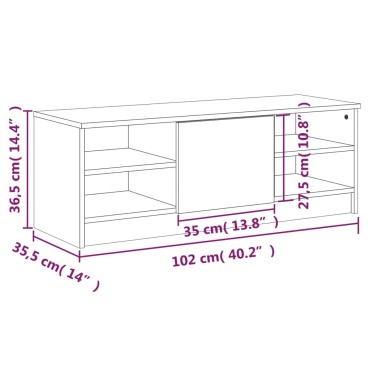 vidaXL Έπιπλο Τηλεόρασης Καφέ Δρυς 102x35,5x36,5cm Επεξεργ. Ξύλο