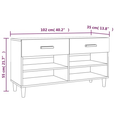 vidaXL Παπουτσοθήκη Καφέ Δρυς 102x35x55cm από Επεξεργασμένο Ξύλο