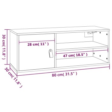 vidaXL Ντουλάπι Τοίχου Λευκό 80x30x30cm από Μασίφ Ξύλο Πεύκου 1 τεμ.