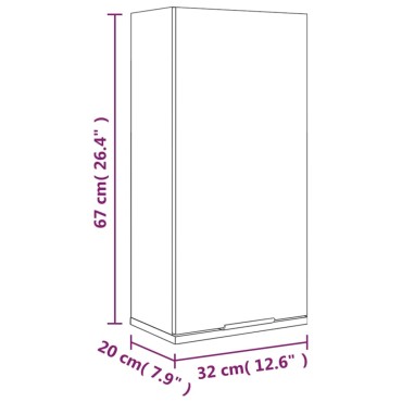 vidaXL Ντουλάπι Μπάνιου Επιτοίχιο Λευκό 32x20x67cm 1 τεμ.
