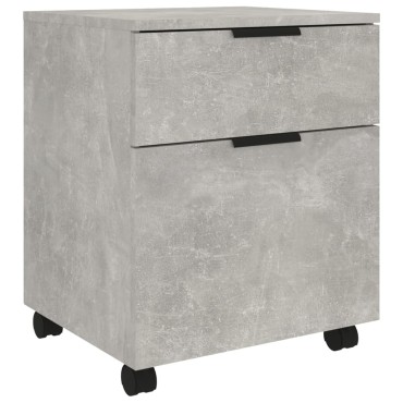 vidaXL Αρχειοθήκη Φορητή Γκρι Σκυρ. 45x38x54cm Επεξ. Ξύλο με Ρόδες 1 τεμ.