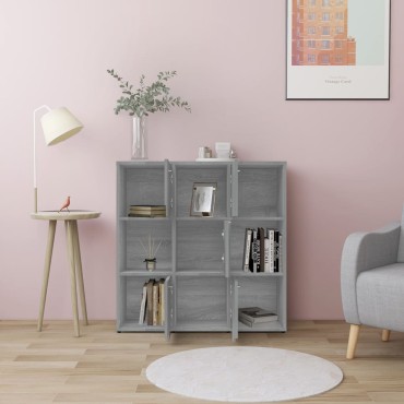 vidaXL Βιβλιοθήκη Γκρι Sonoma 90x30x90cm από Επεξεργασμένο Ξύλο 1 τεμ.