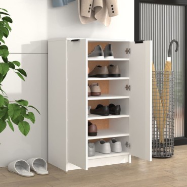 vidaXL Παπουτσοθήκη Λευκή 59x35x100cm από Επεξεργασμένο Ξύλο 1 τεμ.