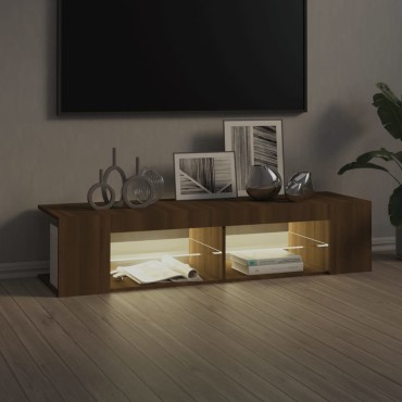 vidaXL Έπιπλο Τηλεόρασης με LED Καφέ Δρυς 135x39x30cm