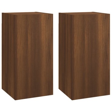 vidaXL Έπιπλα Τηλεόρασης 2 τεμ. Καφέ Δρυς 30,5x30x36cm Επεξ. Ξύλο