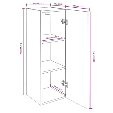 vidaXL Έπιπλο Τηλεόρασης Καπνιστή Δρυς30,5x30x90cm Επεξεργασμένο Ξύλο