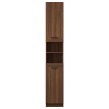 vidaXL Ντουλάπι Μπάνιου Καφέ Δρυς 32x34x188,5cm Επεξεργασμένο Ξύλο 1 τεμ.