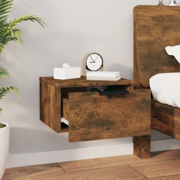 vidaXL Κομοδίνο Επιτοίχιο Καπνιστή Δρυς 34x30x20cm 1 τεμ.