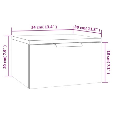 vidaXL Κομοδίνο Επιτοίχιο Καπνιστή Δρυς 34x30x20cm 1 τεμ.