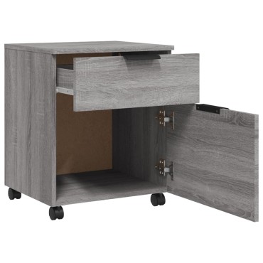 vidaXL Αρχειοθήκη Φορητή Γκρι sonoma45x38x54cm Επεξ. Ξύλο με Ρόδες 1 τεμ.