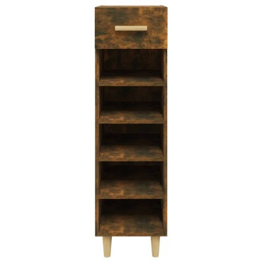 vidaXL Παπουτσοθήκη Καπνιστή Δρυς 30x35x105cm από Επεξεργασμένο Ξύλο