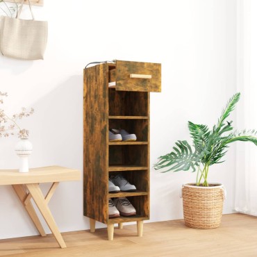 vidaXL Παπουτσοθήκη Καπνιστή Δρυς 30x35x105cm από Επεξεργασμένο Ξύλο