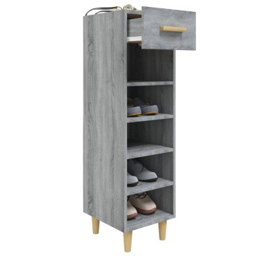 vidaXL Παπουτσοθήκη Γκρι Sonoma 30x35x105cm από Επεξεργασμένο Ξύλο