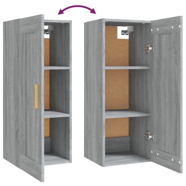 vidaXL Ντουλάπι Τοίχου Γκρι Sonoma 35x34x90cm Επεξεργασμένο Ξύλο 1 τεμ.