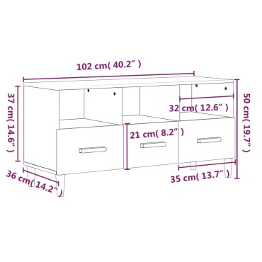 vidaXL Έπιπλο Τηλεόρασης Καφέ δρυς 102x36x50cm από Επεξεργ. Ξύλο