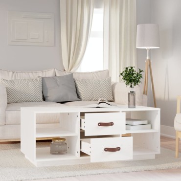 vidaXL Τραπεζάκι Σαλονιού Λευκό 100x50x41cm από Μασίφ Ξύλο Πεύκου 1 τεμ.