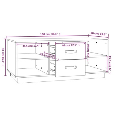 vidaXL Τραπεζάκι Σαλονιού Λευκό 100x50x41cm από Μασίφ Ξύλο Πεύκου 1 τεμ.