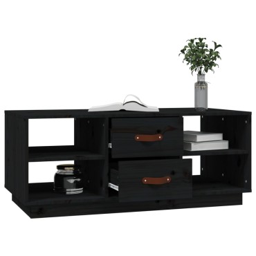 vidaXL Τραπεζάκι Σαλονιού Μαύρο 100x50x41cm από Μασίφ Ξύλο Πεύκου 1 τεμ.