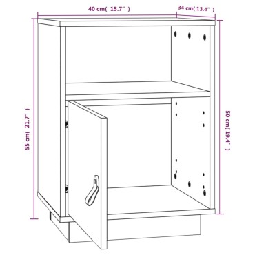 vidaXL Κομοδίνα 2 τεμ. Γκρι 40x34x55cm από Μασίφ Ξύλο Πεύκου