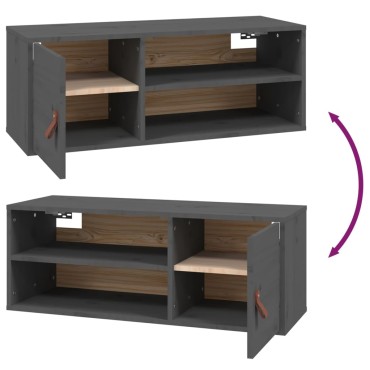 vidaXL Ντουλάπι Τοίχου γκρί 80x30x30cm από Μασίφ Ξύλο Πεύκου 1 τεμ.