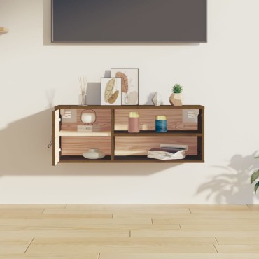 vidaXL Ντουλάπι Τοίχου Καφέ Μελί 80x30x30cm από Μασίφ Ξύλο Πεύκου 1 τεμ.