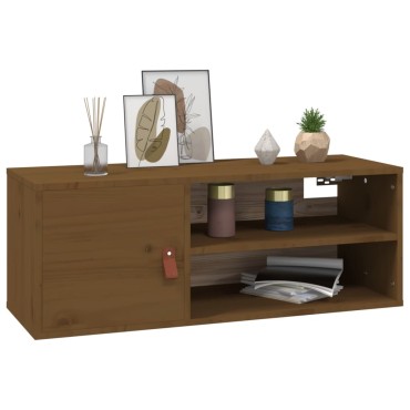 vidaXL Ντουλάπι Τοίχου Καφέ Μελί 80x30x30cm από Μασίφ Ξύλο Πεύκου 1 τεμ.
