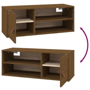 vidaXL Ντουλάπι Τοίχου Καφέ Μελί 80x30x30cm από Μασίφ Ξύλο Πεύκου 1 τεμ.