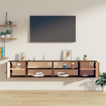 vidaXL Ντουλάπια Τοίχου 2 τεμ. Καφέ Μελί 80x30x30cm Μασίφ Ξύλο Πεύκου