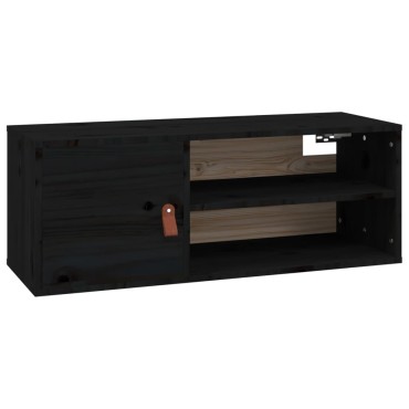vidaXL Ντουλάπι Τοίχου Μαύρο 80x30x30cm από Μασίφ Ξύλο Πεύκου 1 τεμ.