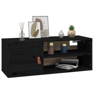 vidaXL Ντουλάπι Τοίχου Μαύρο 80x30x30cm από Μασίφ Ξύλο Πεύκου 1 τεμ.