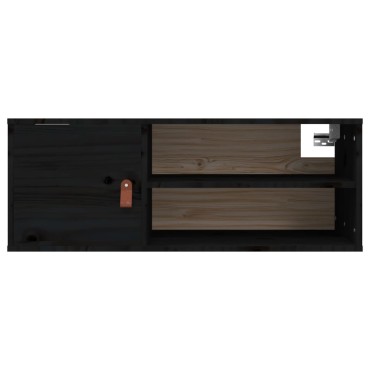 vidaXL Ντουλάπι Τοίχου Μαύρο 80x30x30cm από Μασίφ Ξύλο Πεύκου 1 τεμ.