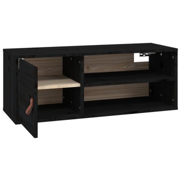 vidaXL Ντουλάπι Τοίχου Μαύρο 80x30x30cm από Μασίφ Ξύλο Πεύκου 1 τεμ.