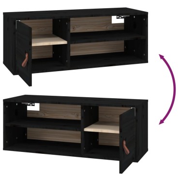 vidaXL Ντουλάπι Τοίχου Μαύρο 80x30x30cm από Μασίφ Ξύλο Πεύκου 1 τεμ.
