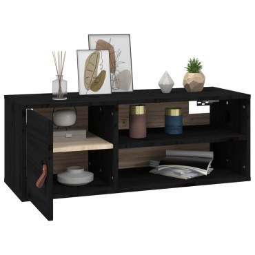 vidaXL Ντουλάπια Τοίχου 2 τεμ. Μαύρα 80x30x30cm από Μασίφ Ξύλο Πεύκου