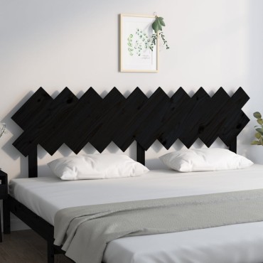 vidaXL Κεφαλάρι Κρεβατιού Μαύρο 196x3x80,5cm Μασίφ Ξύλο Πεύκου 1 τεμ.