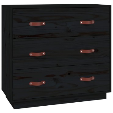 vidaXL Ντουλάπι Μαύρος 80x40x75cm από Μασίφ Ξύλο Πεύκου 1 τεμ.