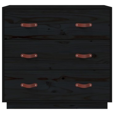 vidaXL Ντουλάπι Μαύρος 80x40x75cm από Μασίφ Ξύλο Πεύκου 1 τεμ.