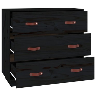 vidaXL Ντουλάπι Μαύρος 80x40x75cm από Μασίφ Ξύλο Πεύκου 1 τεμ.