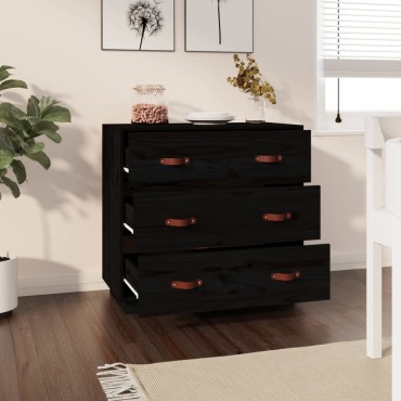 vidaXL Ντουλάπι Μαύρος 80x40x75cm από Μασίφ Ξύλο Πεύκου 1 τεμ.