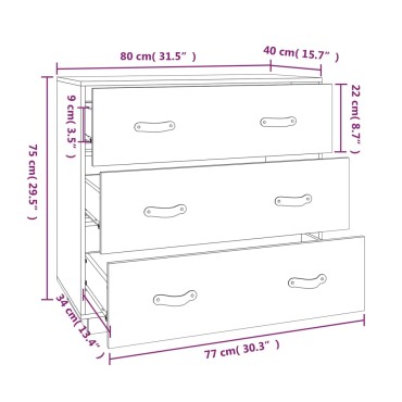 vidaXL Ντουλάπι Μαύρος 80x40x75cm από Μασίφ Ξύλο Πεύκου 1 τεμ.